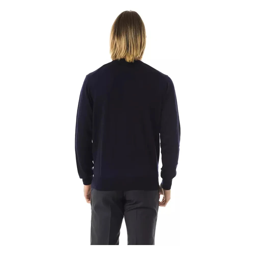 Uominitaliani Blue Merino Wool Men's Sweater UO-7817-XS