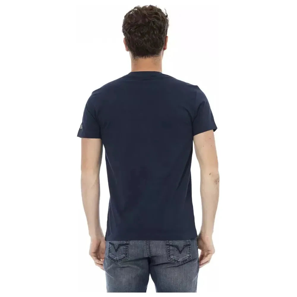 تي شيرت رجالي من القطن باللون الأزرق من Trussardi Action