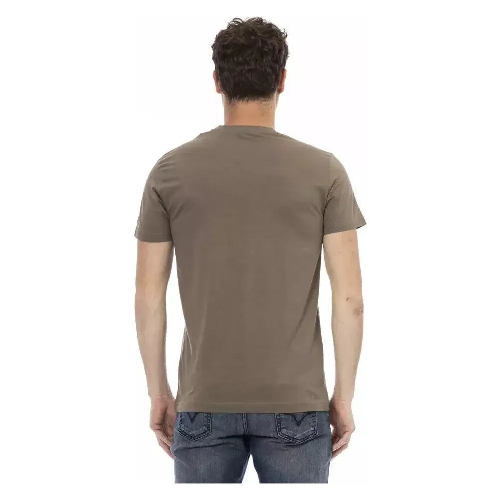 تي شيرت رجالي من القطن باللون البني من Trussardi Action
