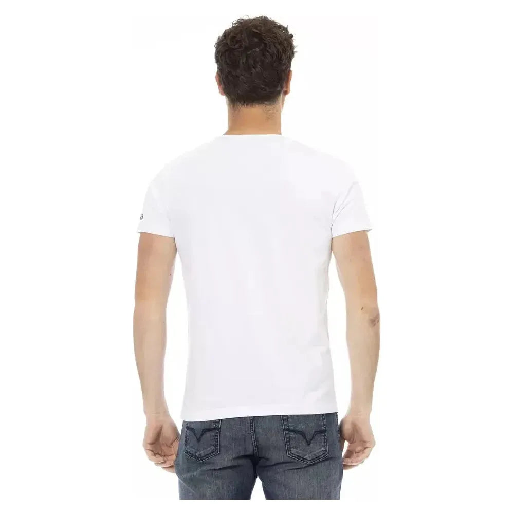 تي شيرت رجالي من القطن باللون الأبيض من Trussardi Action