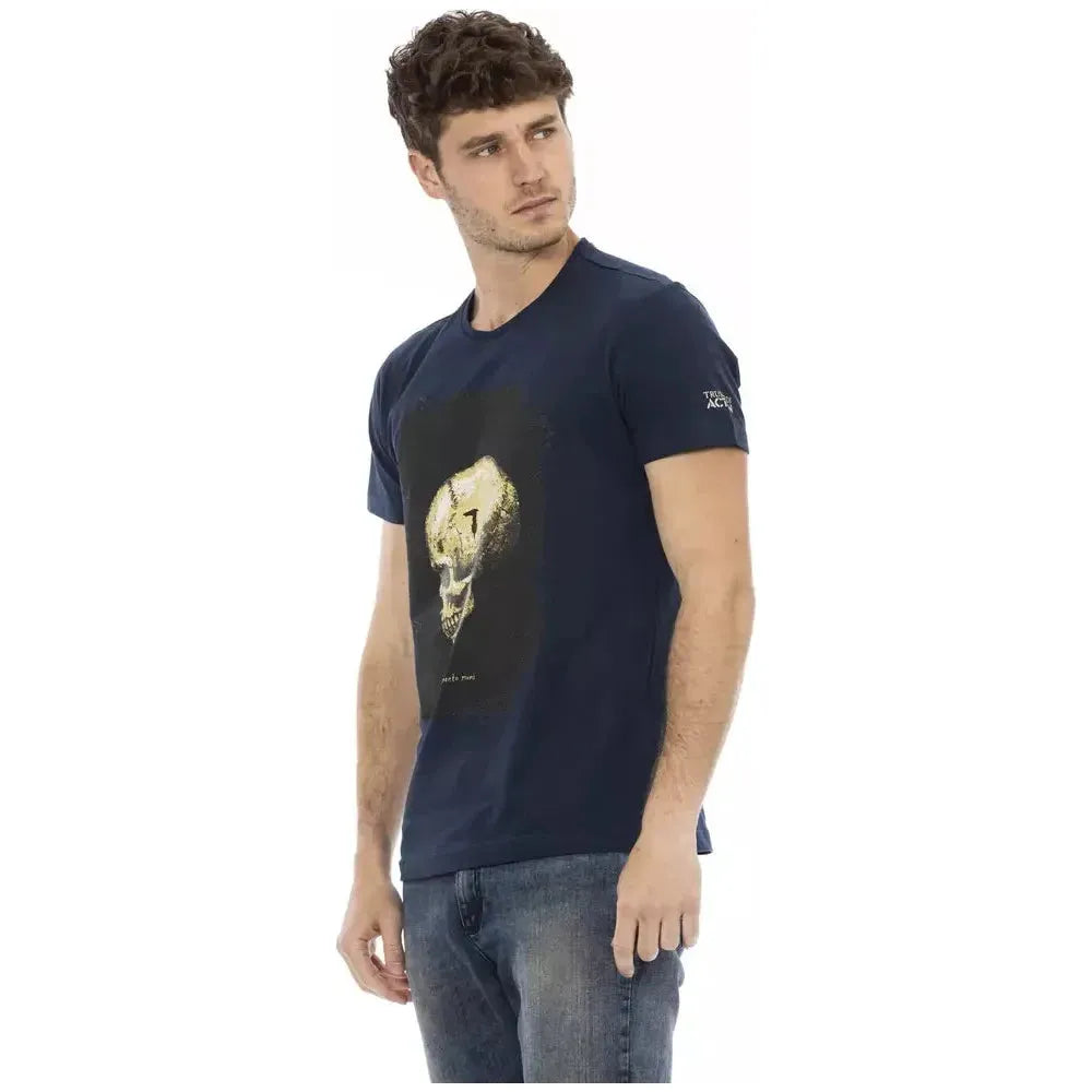 تي شيرت رجالي من القطن باللون الأزرق من Trussardi Action