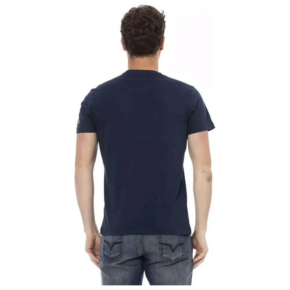 تي شيرت رجالي من القطن باللون الأزرق من Trussardi Action