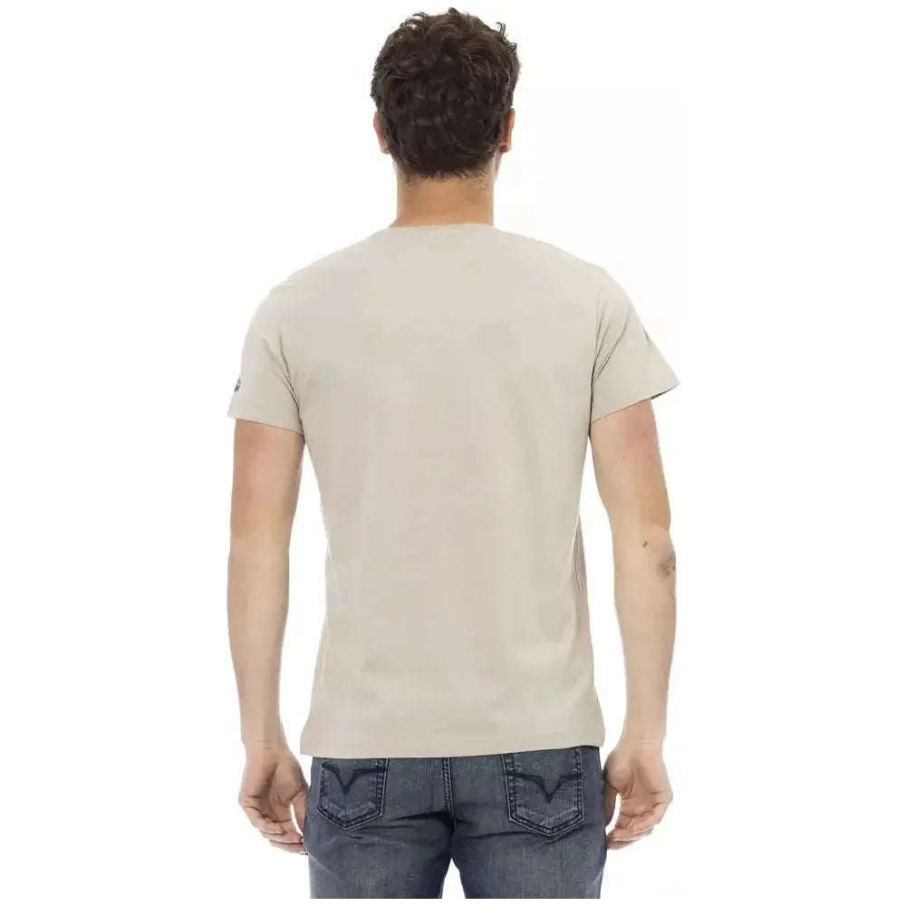 تي شيرت رجالي من Trussardi Action مصنوع من القطن باللون البيج