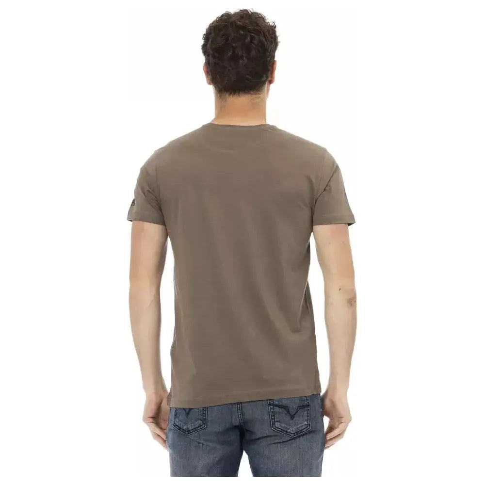 تي شيرت رجالي من القطن باللون البني من Trussardi Action