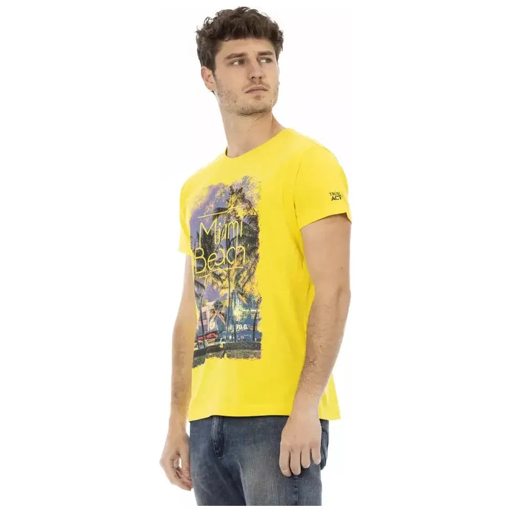 تي شيرت رجالي من القطن باللون الأصفر من Trussardi Action