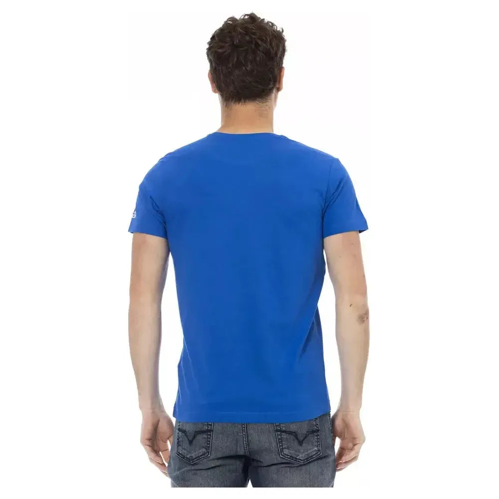 تي شيرت رجالي من القطن باللون الأزرق من Trussardi Action