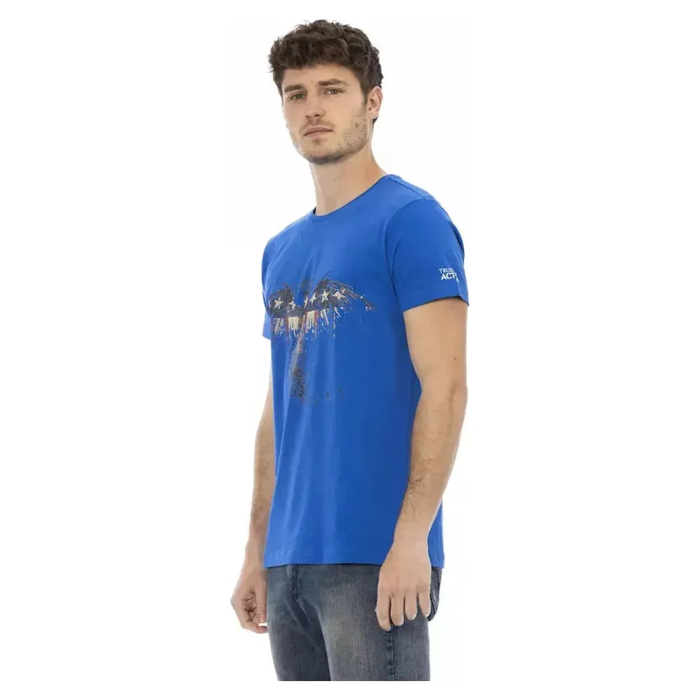 تي شيرت رجالي من القطن باللون الأزرق من Trussardi Action