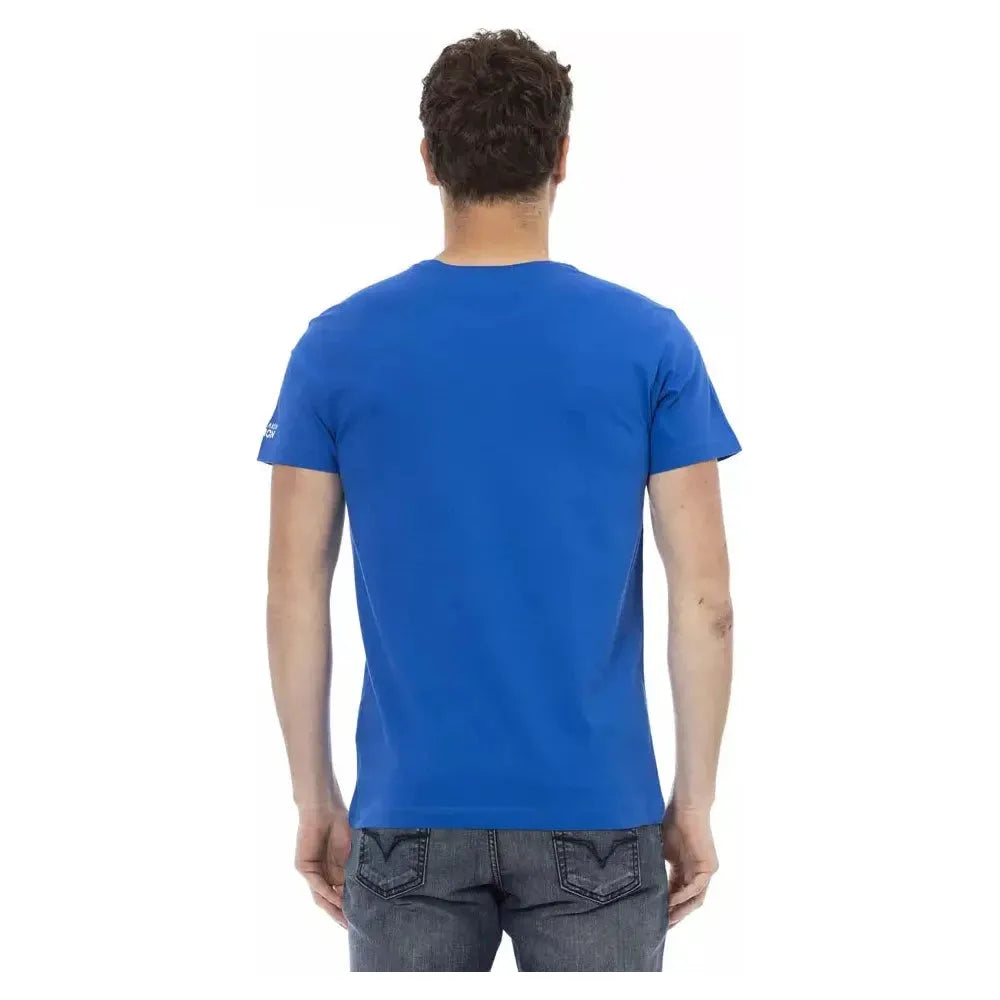 تي شيرت رجالي من القطن باللون الأزرق من Trussardi Action