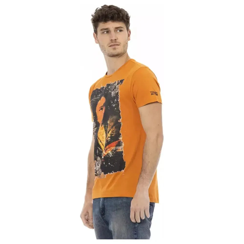 تي شيرت رجالي من القطن باللون البرتقالي من Trussardi Action