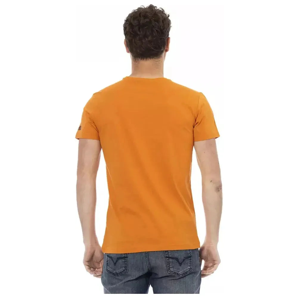 تي شيرت رجالي من القطن باللون البرتقالي من Trussardi Action