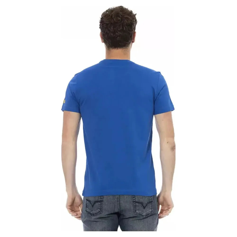تي شيرت رجالي من القطن باللون الأزرق من Trussardi Action