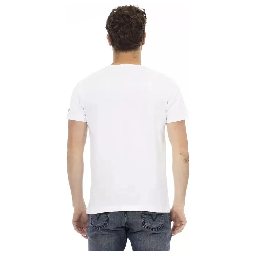 تي شيرت رجالي من القطن باللون الأبيض من Trussardi Action