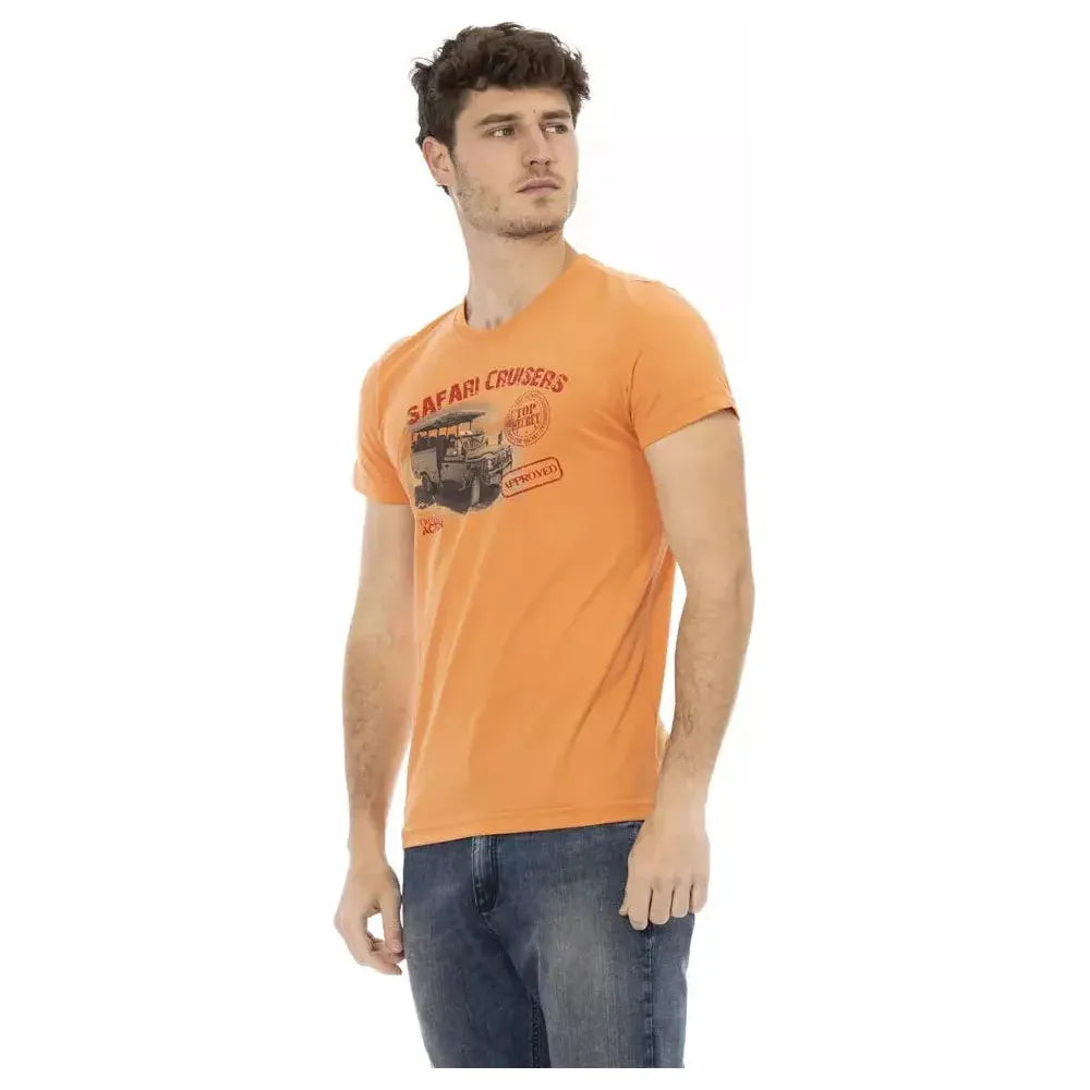 تي شيرت رجالي من القطن باللون البرتقالي من Trussardi Action