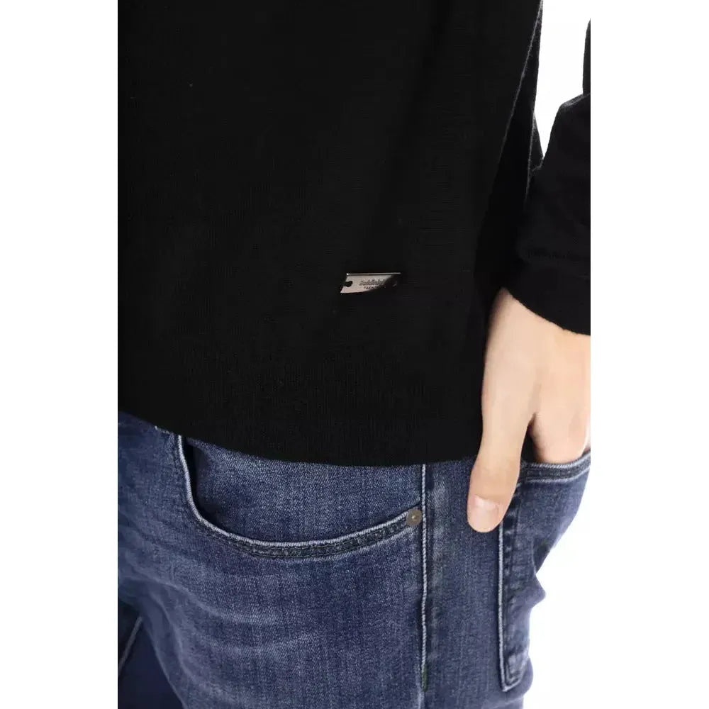 Baldinini Trend Black Fabric Men Sweater Turtleneck