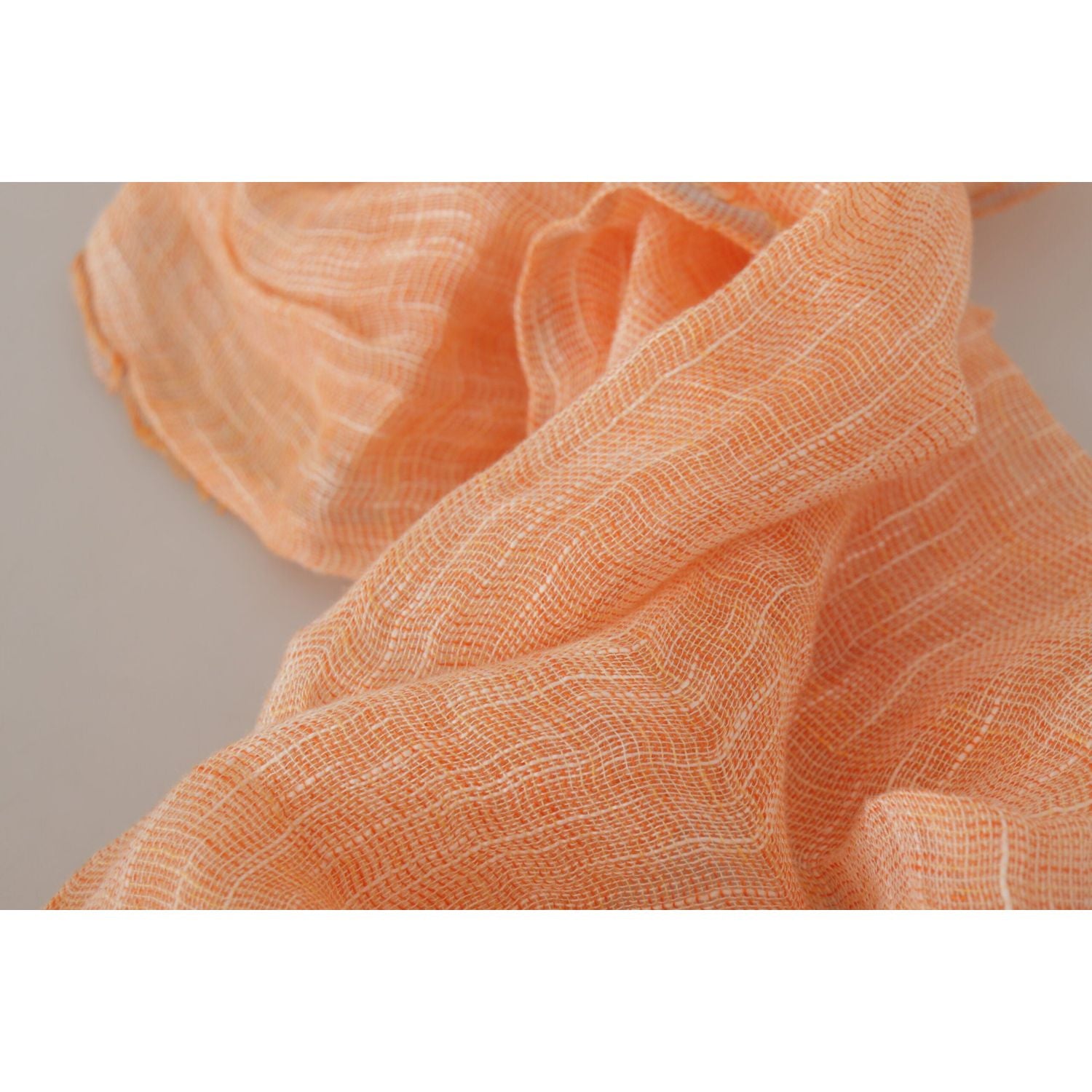 Malo Peach Linen Knitted Shawl Wrap Fringes Scarf
