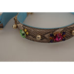 Dolce & Gabbana Elegant Python Leather Shoulder Strap Accessory Dolce & Gabbana Light Slate Gray