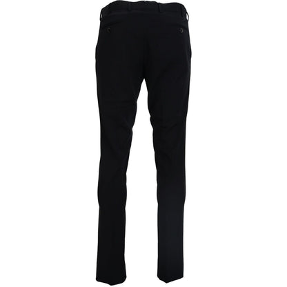 Domenico Tagliente Black Tapered Dress Formal Pants Domenico Tagliente
