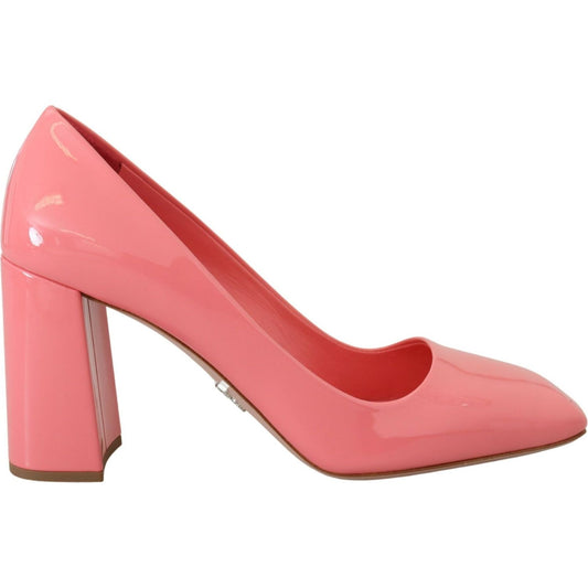 Prada Pink Patent Leather Block Heels Pumps Classic LA10135- 35