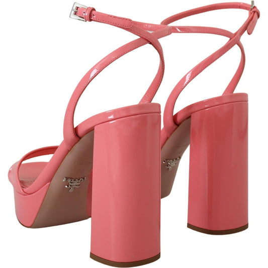 Prada Pink Patent Sandals Ankle Strap Heels Sandal LA10139- 38