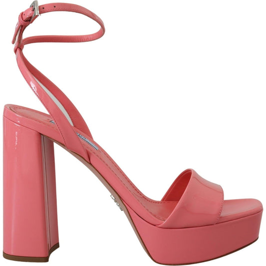 Prada Pink Patent Sandals Ankle Strap Heels Sandal LA10139- 38