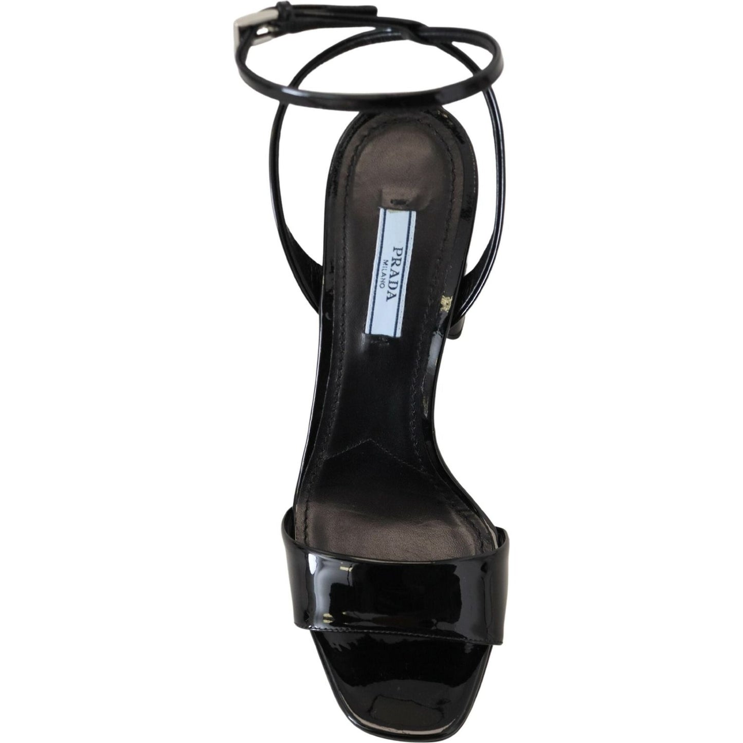 Prada Black Patent Sandals Ankle Strap Heels Leather LA10141-35