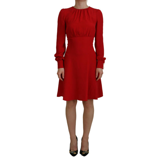 Dolce & Gabbana Red Silk Sheath A-line Knee Length Dress