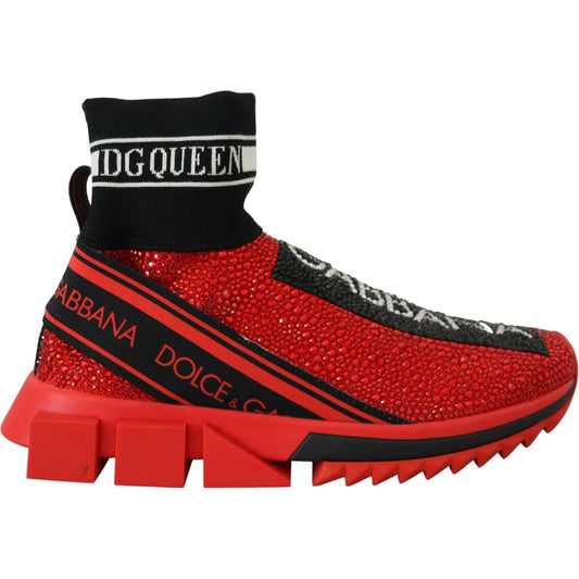 Dolce & Gabbana Red Bling Sorrento Sneakers Socks Shoes Dolce & Gabbana