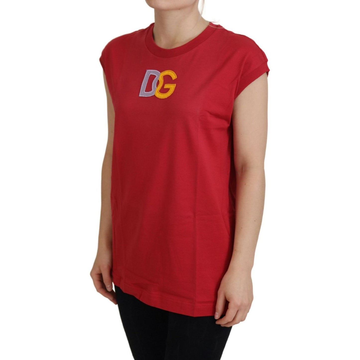 Dolce & Gabbana Red Cotton DG Logo Tank Top T-shirt TSH83147- 36