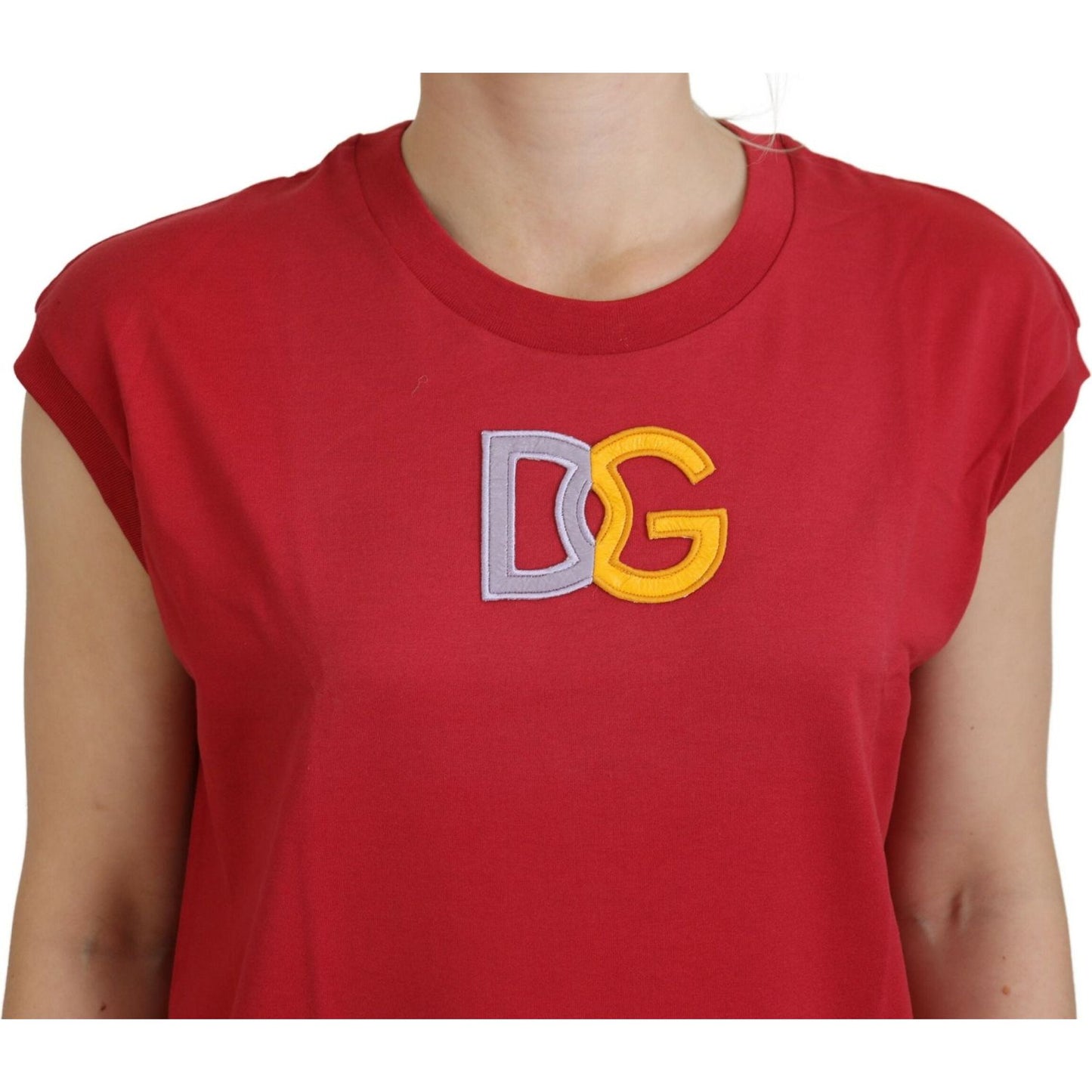 Dolce & Gabbana Red Cotton DG Logo Tank Top T-shirt TSH83147- 36