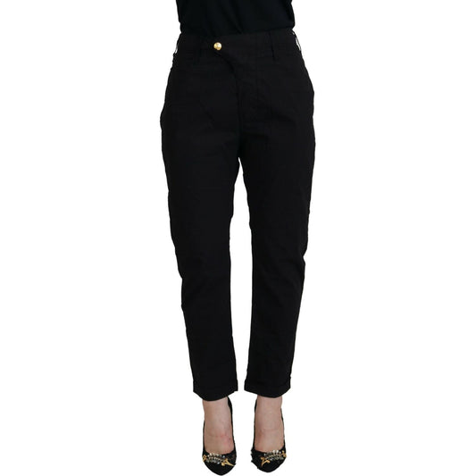 CYCLE Black Cotton Baggy High Waist Women Pants CYCLE