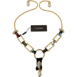 Dolce & Gabbana Elegant Gold Brass Pearl Statement Necklace Necklace Dolce & Gabbana Dark Khaki