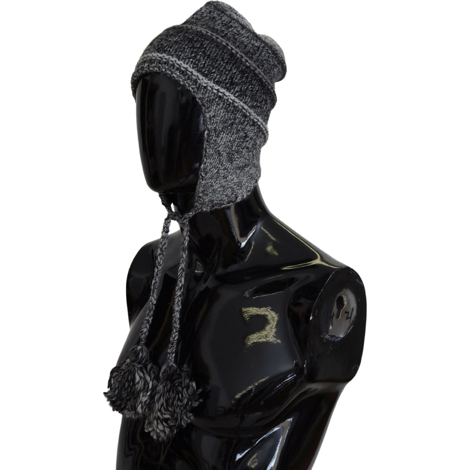 Dolce & Gabbana Gray Warm Fleece Ear Flaps Knit Beanie Hat