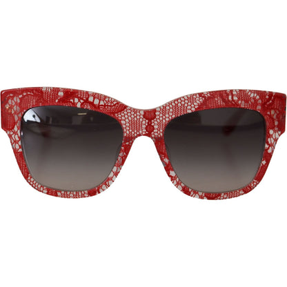 Dolce & Gabbana Red DG4231F Lace Acetate Rectangle Shades Sunglasses Dolce & Gabbana