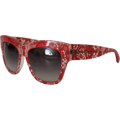 Dolce & Gabbana Red DG4231F Lace Acetate Rectangle Shades Sunglasses Dolce & Gabbana