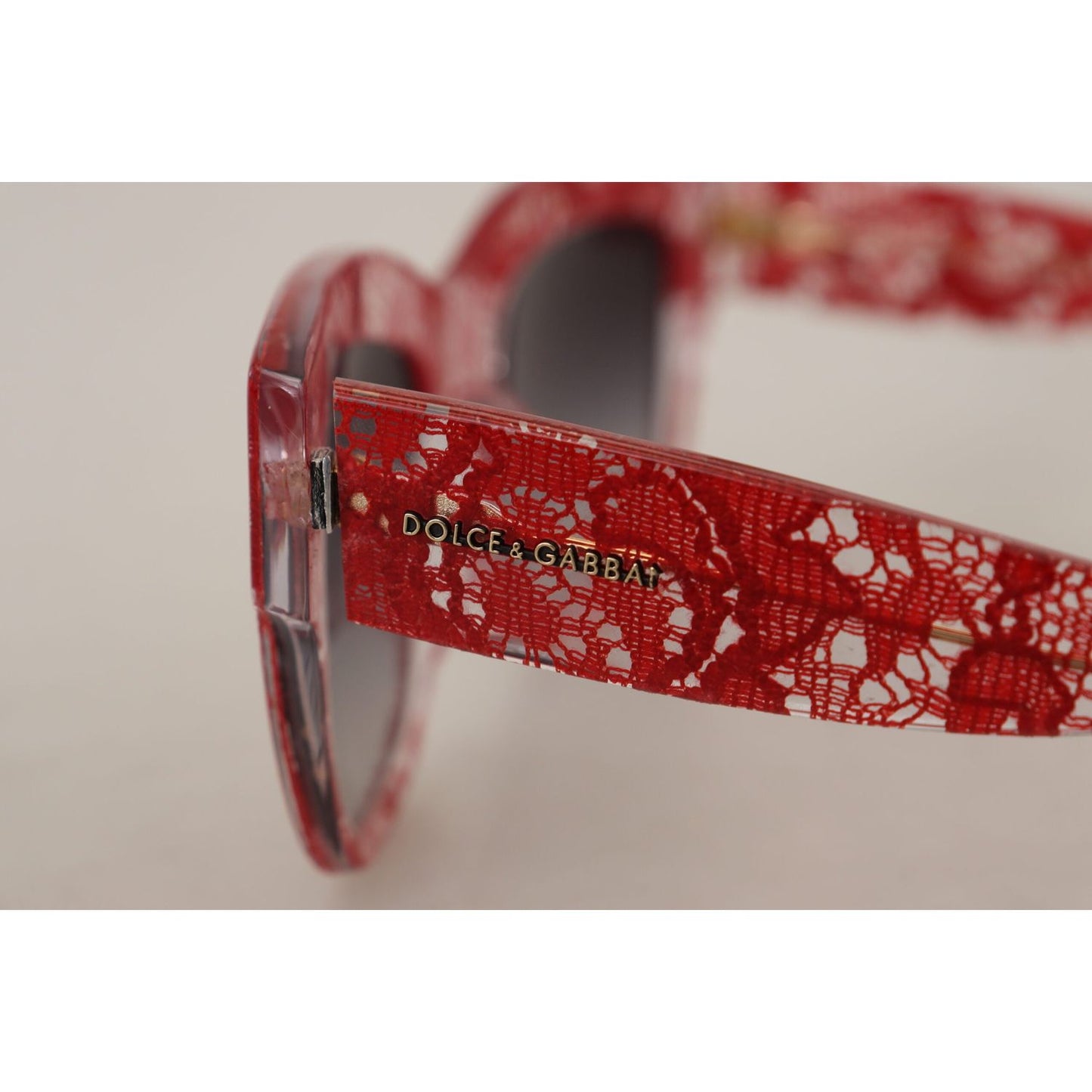 Dolce & Gabbana Red DG4231F Lace Acetate Rectangle Shades Sunglasses Dolce & Gabbana