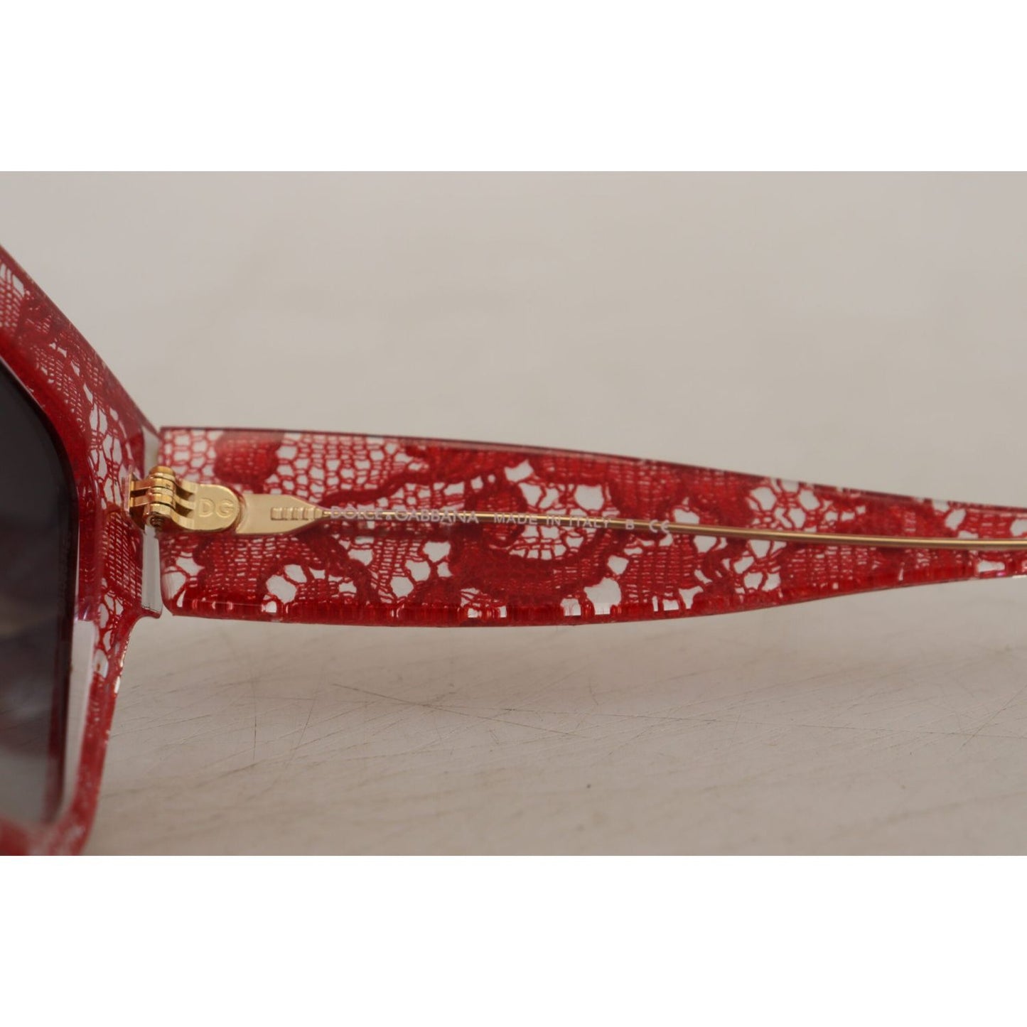 Dolce & Gabbana Red DG4231F Lace Acetate Rectangle Shades Sunglasses Dolce & Gabbana