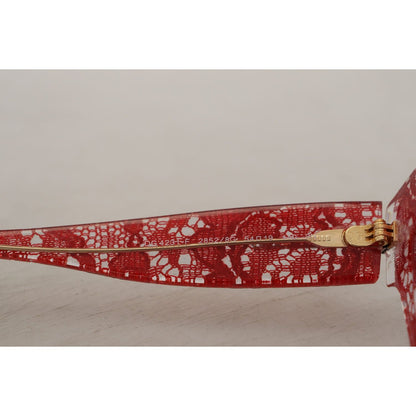 Dolce & Gabbana Red DG4231F Lace Acetate Rectangle Shades Sunglasses Dolce & Gabbana