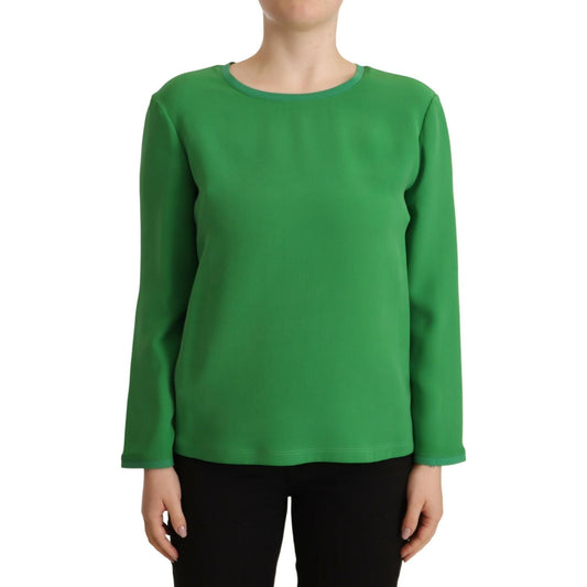 Armani Green Silk Long Sleeves Round Neck Sweater Armani