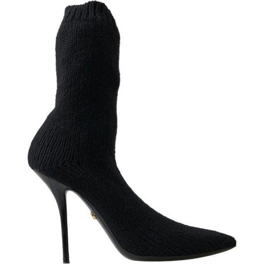 Dolce & Gabbana Black Stiletto Heel Mid Calf Women Boot Shoes Dolce & Gabbana