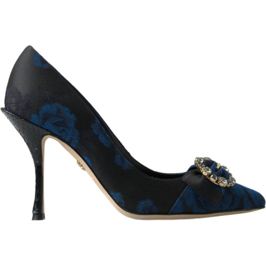 Dolce & Gabbana Blue Floral Ayers Crystal Pumps Shoes Dolce & Gabbana