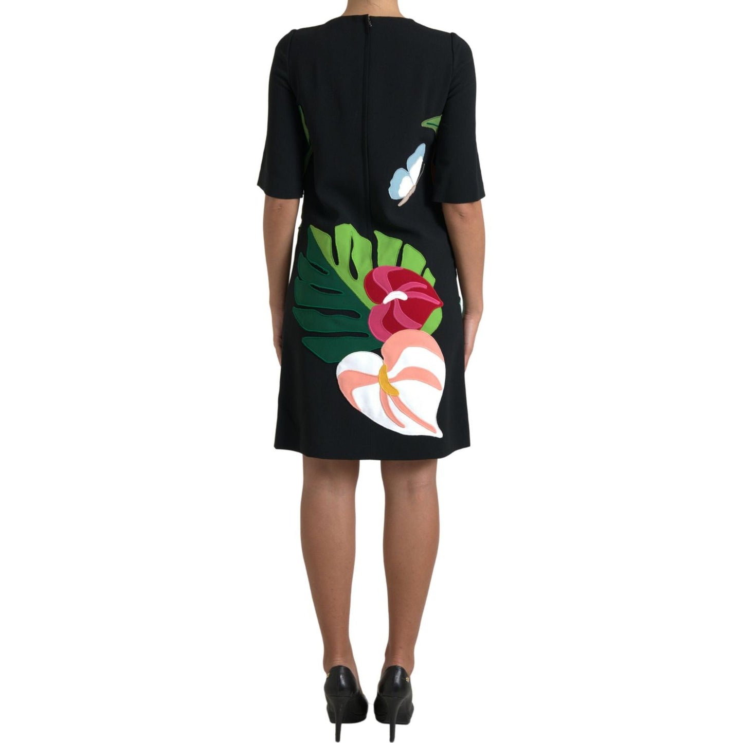 Dolce & Gabbana Black Tiger Jungle Print Sheath Stretch Dress Dolce & Gabbana