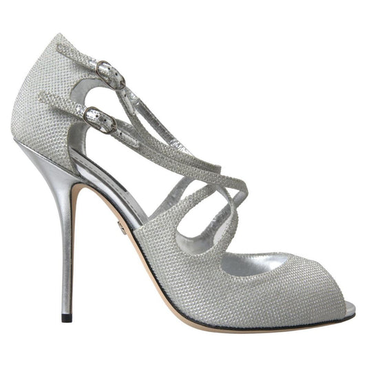 Dolce & Gabbana Silver Shimmers Sandals Heel Pumps Shoes Dolce & Gabbana
