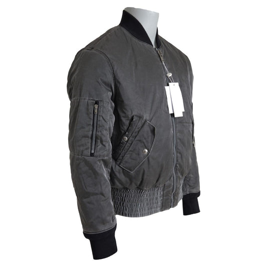 MM6 Maison Margiela Elegant Gray Bomber Jacket Full Zip Closure JKT3047-46