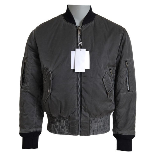 MM6 Maison Margiela Elegant Gray Bomber Jacket Full Zip Closure JKT3047-46
