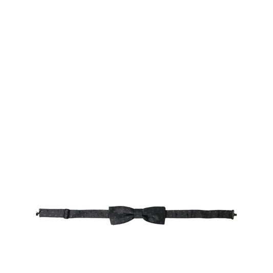 Dolce & Gabbana Gray Polka Dot Silk Adjustable Neck Men Papillon Bow Tie