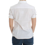 John Galliano Chic White Cotton Blend Shortsleeve Blouse John Galliano Light Gray