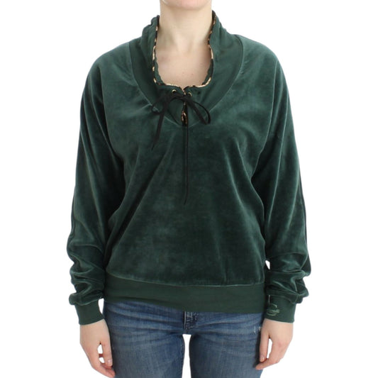 Cavalli Green velvet cotton sweater SIG11974-1