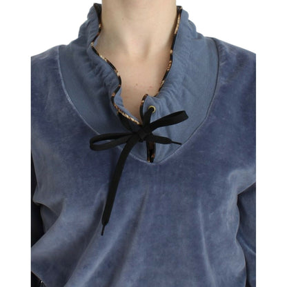 Cavalli Blue velvet cotton sweater