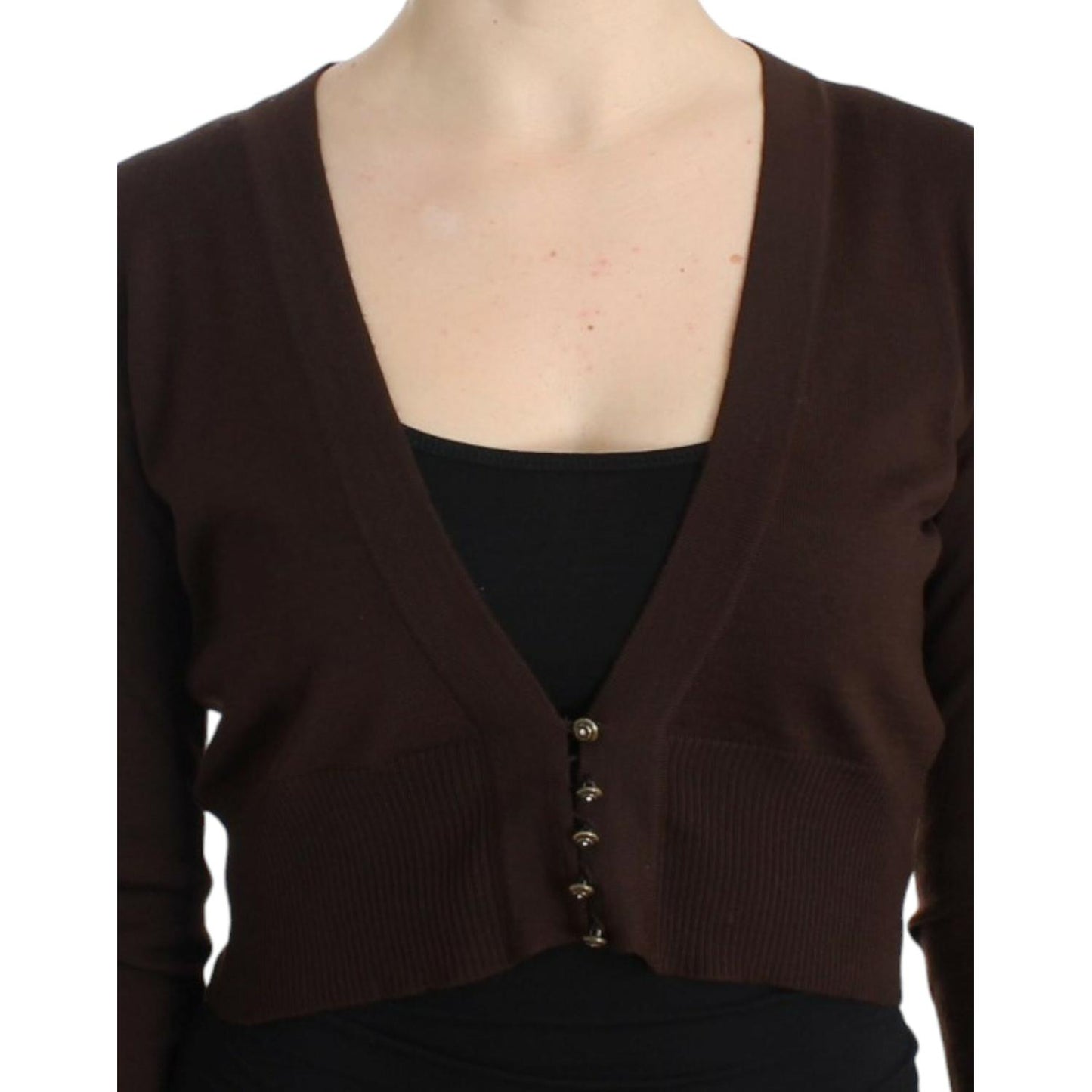 Cavalli Brown cropped wool cardigan SIG11622-3