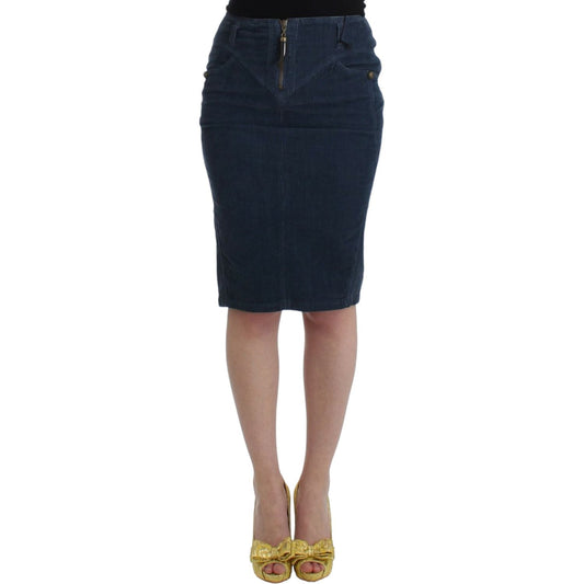 Cavalli Blue corduroy pencil skirt Cavalli